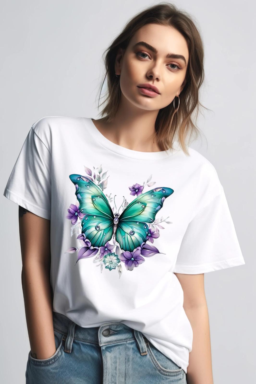 Tricou Butterfly Blue-mov